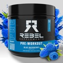 Rebel SupplementsTM Blue Razz Yüklendi Pre Workout | Extreme Pumps, Laser Focus, Insane Energy | 7000 mg L-Citrulline, 4000 mg Beta Alanine, 1500 mg Nitrosigine®, 350 mg Caffeine | 50 Servisler