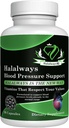 Halalways Blood Pressure Support sertifikalı Halal Supplement Doğal BP Support with Bulb Bulb Toz, Hawthorn Berry, Green Tea Leaf & Hibiscus Vitaminleri Sağlıklı Hipertans (BP)