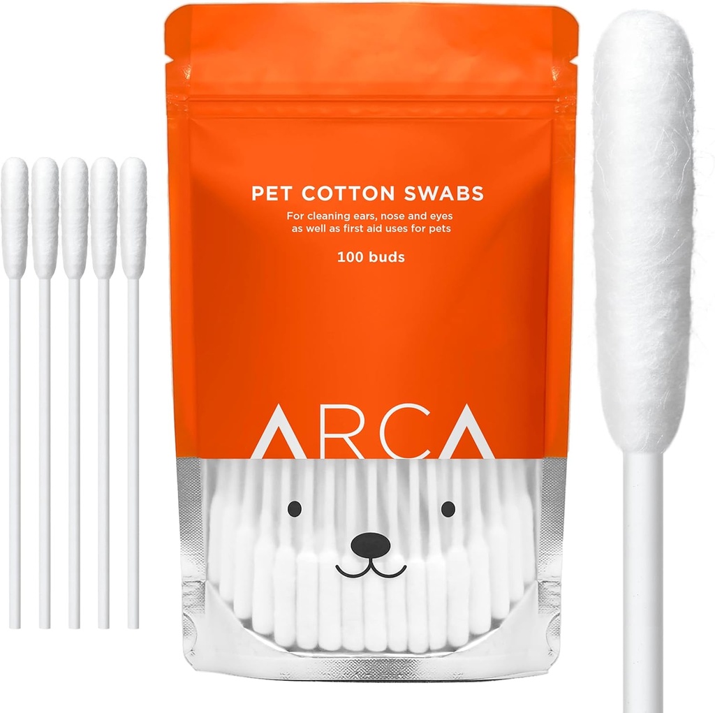 Köpekler ve Kediler için pamuk Swabs - Cat & Dog Ear temizleyici Long Cotton Swab - Ekstra Uzun Stick, Cat & Dog Ear Temizlik Kit for Puppies and Pets, Multi amaçlı Pet Swabs for Ears (100 Buds)