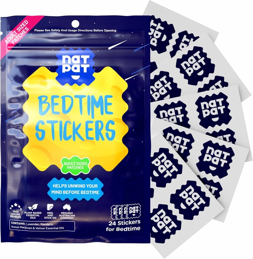 NATPAT Sleepy Patch Sleep Aid Patches - Yetişkinler için Yatak Zamanlı Gemiler - Plant-Based Sleep Support - Drug & Melatonin Free Bedtime Manuals - 24 Counting Bedtime Styles - 24 Counting Bedtime Styles