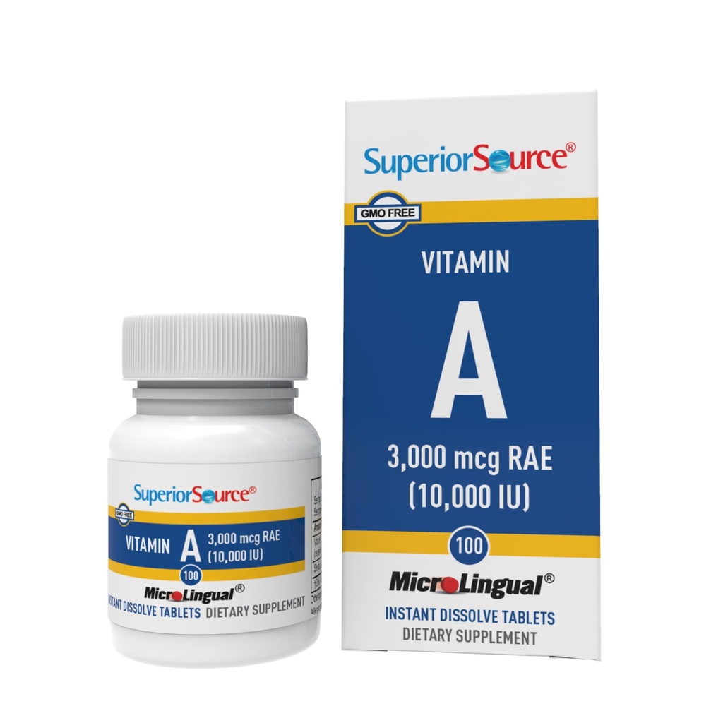 Üstün Kaynak Vitamini 10.000 IU - Eye Care Supplement - Ayrıca Immune, Skin & Bone Health - Non-GMO & Gluten-Free - 100 MicroLingual Tabletler