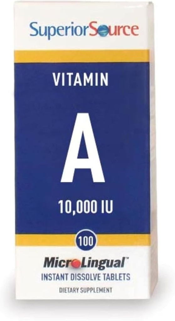 Üstün Kaynak Vitamini 10.000 IU - Eye Care Supplement - Ayrıca Immune, Skin & Bone Health - Non-GMO & Gluten-Free - 100 MicroLingual Tabletler