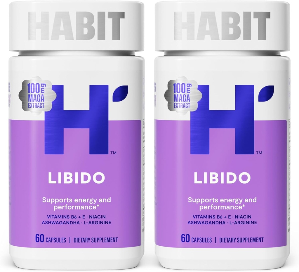 Habit Libido Supplement 2 Pack (120 Capsules) - Yeni Bak, Doğal Aphrodisiac Mix with Maca, Ashwagandha L-Arginine, Supports Energy and Performance, Vegan, Non-GMOMOMO