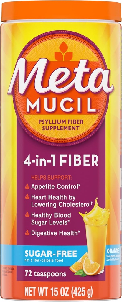 Metamucil 4-in-1 Psyllium Husk Fiber Supplement, Sugar-Free, 72 çay, Orange Flavored, Daily Fiber Toz for Digestive Health, Plant-Based Psyllium Husk Fiber Fiber Supplement, Sugar-Free, 72 çay kaşığı, Orange Flavored, Daily Fiber Toz for Digestive Health, Plant-Based Psyllium Husk Fiber Fiber Fiber Fiber