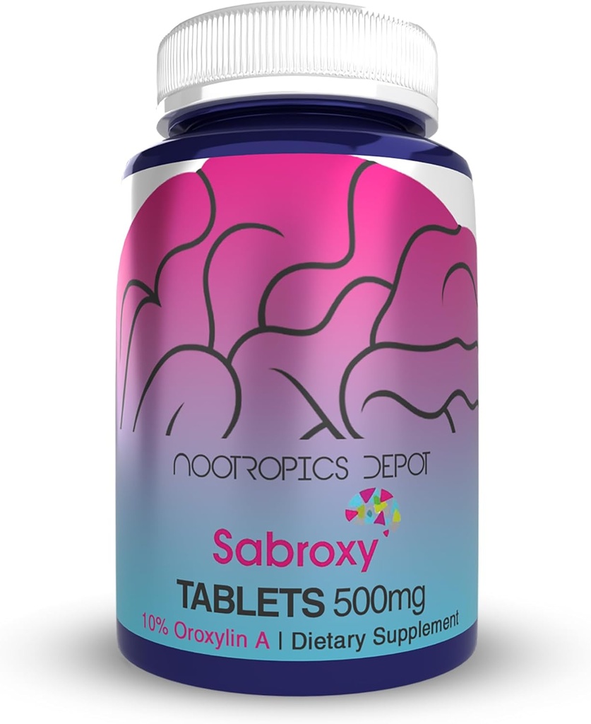 Nootropics Depot Sabroxy® Tabletler | 500 mg | 60 Kont | Minimum% 10 Oroxylin-A | Oroxylum indicum | Can Support Focus & Motivasyon | Bilişsel İşlevlere Yardımcı Olabilir |