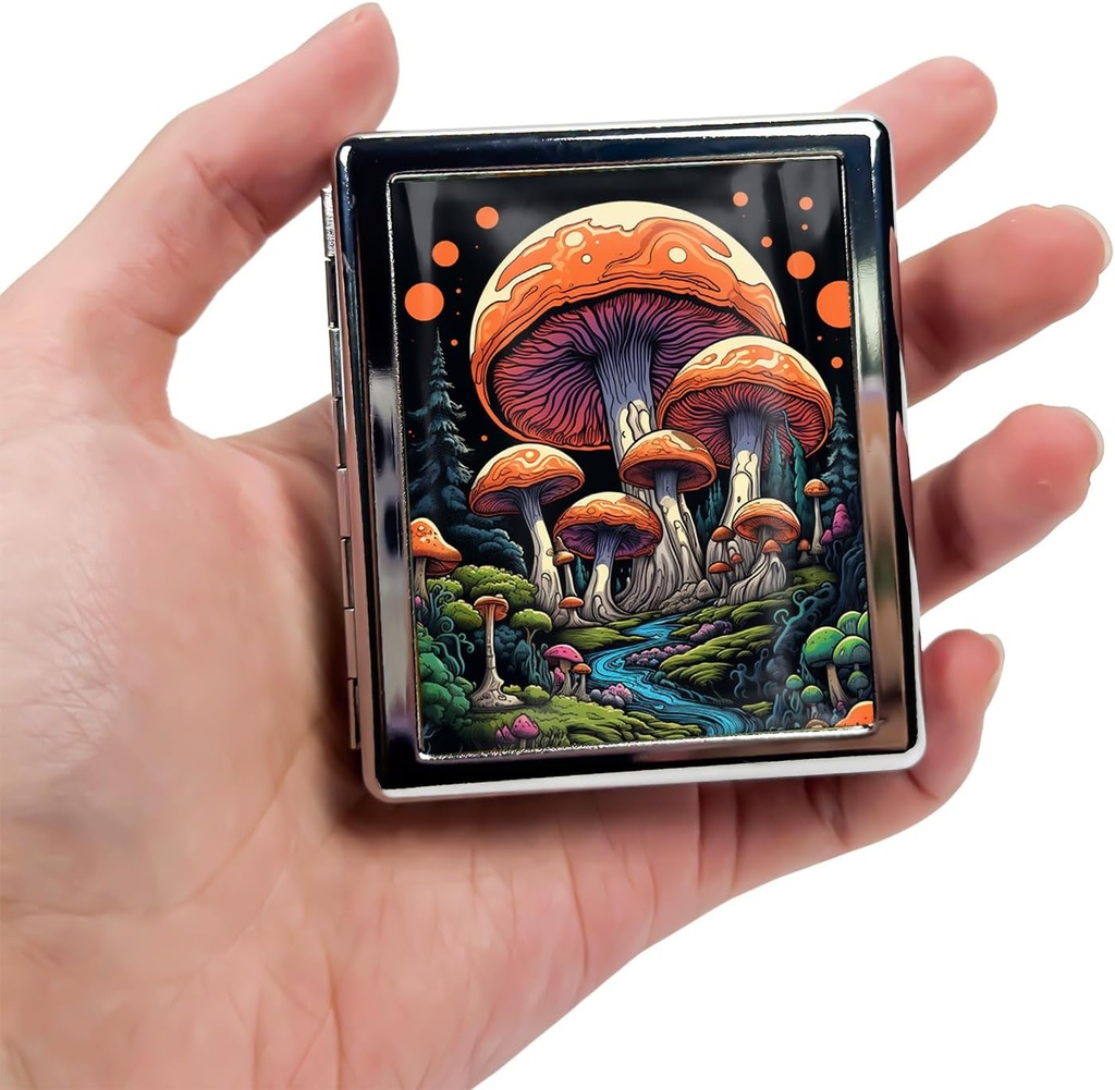 8-Compartment Pill Box Organizer Portatif ve Şık Tıp Davası, İlaç için Versatile Storage - Ideal Travel Accessory & Unique Hediye Fikir (Enchanted Mushroom Forest)