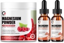 Magnezyum Glycinate Drops & 680 mg Magnezyum Glycinate Kompleks Toz Erkekler ve Kadınlar için, Destek Enerji, Gece, Kas & Ortak Fonksiyonl, Non-GMO, Vegan
