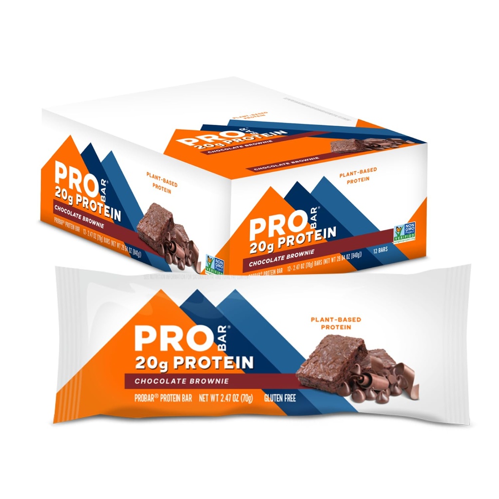 PROBAR - PROTEIN Bar, Chocolate Brownie, Non-GMO, Gluten-Free,health, Plant-Based, Whole-foods, Natural Energy (12) Count