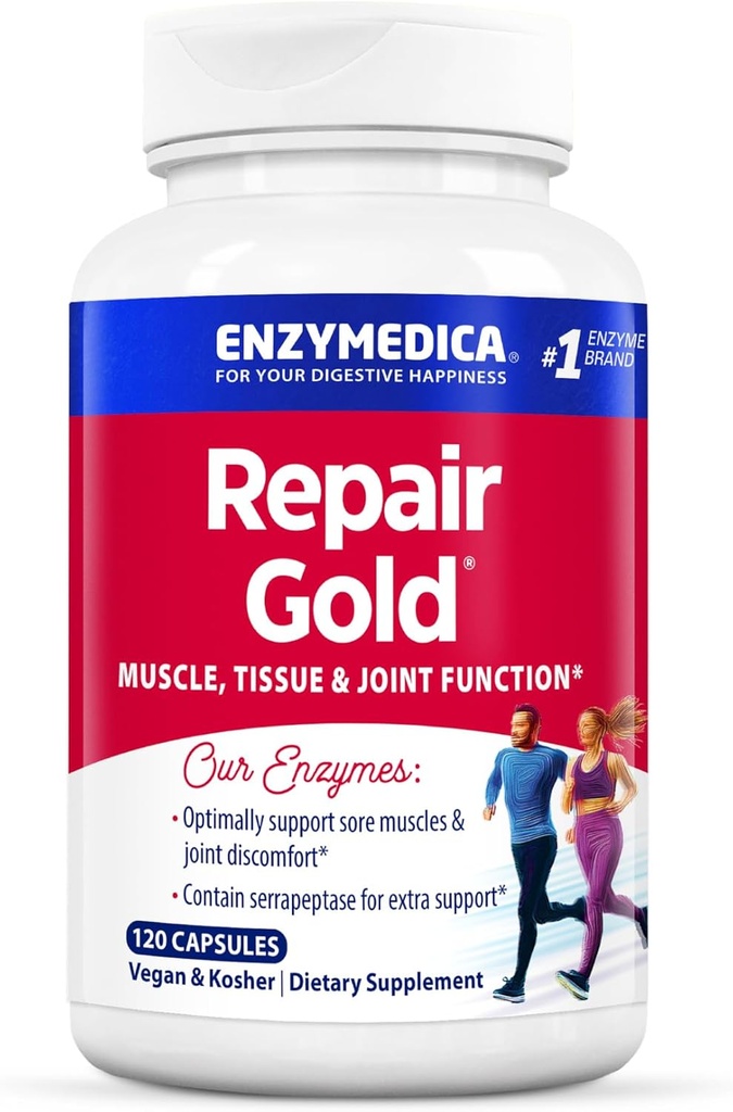 Enzymedica, Tamir Altın, Proteolytic Enzymes, Ortak Destek Supplement, Serrapeptase ile 120 Kont