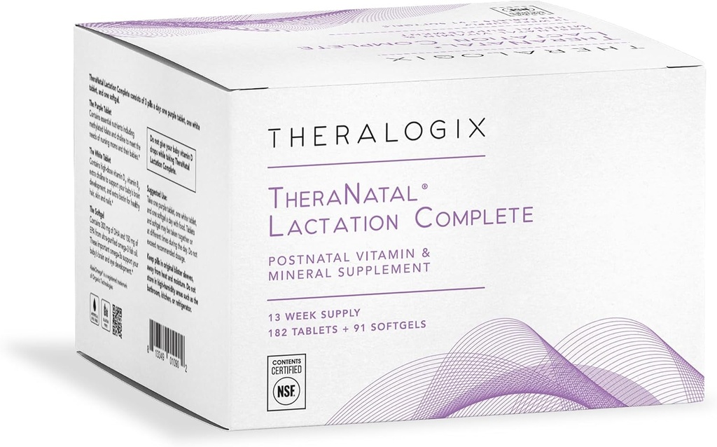 Theralogix TheraNatal Lactation Complete Postnatal Vitamin Supplement - 13-Week Supply - Kadın için Emzirme Supplement - NSF sertifikalı - 182 Tablet & 91 Softgels