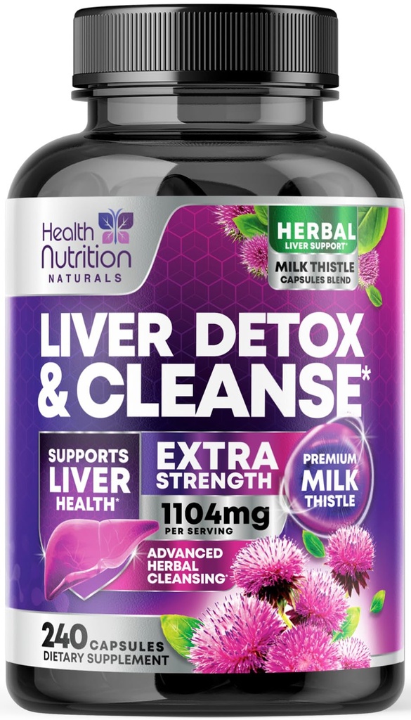 Gentle Liver Cleanse Detox & Beauty Formula - Advanced Liver Support Supplement with Silymarin Milk Thistle, Dandelion Root, Artichoke Extract, Turmeric, Choline, & Beetroot - 240 Veggie Capsules