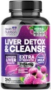 Gentle Liver Cleanse Detox & Beauty Formula - Advanced Liver Support Supplement with Silymarin Milk Thistle, Dandelion Root, Artichoke Extract, Turmeric, Choline, & Beetroot - 240 Veggie Capsules
