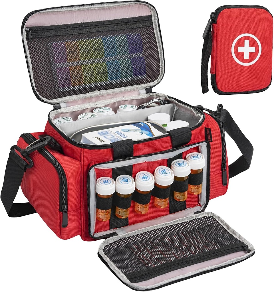 Tıp Depolama Bag, Pill Şişe Organizer ile Portatif Küçük Pouch, İlaç Şişe Organizeör Ev Depolama ve Seyahat Için Omuzlu Boşaltma