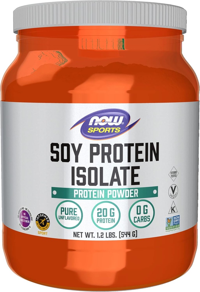 Şimdi Gıda Spor Beslenme, Soy proteini 20 G, 0 Carbs, Unflavored Toz, 1.2-Pound