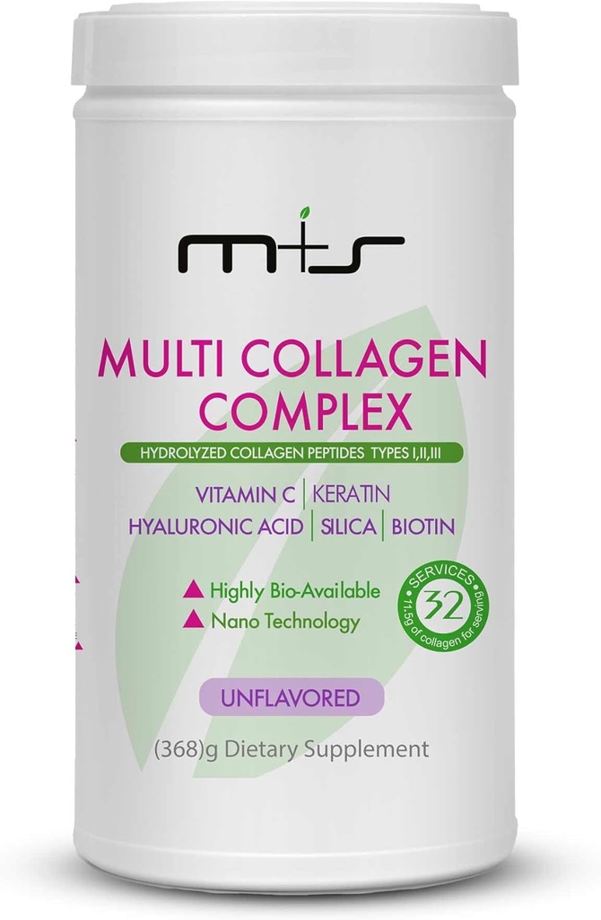M+S Multi Collagen Kompleksi – Hydrolyzed Collagen peptidler, Tipler I, II, Skin, Saç, Nails ve Ortaklar - C vitamini, Hyaluronic Asit, Keratin, Biotin ve Silica (Unflavored)