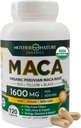 Mother Nature Organic Maca Root Capsules – 1600 mg, 120 Vegan Capsules – Non GMO Peruvian Sarı, Red & Black Maca for Men & Women - Energy, Hormon, Brain & Kilo Well-Being