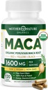 Mother Nature Organic Maca Root Capsules – 1600 mg, 120 Vegan Capsules – Non GMO Peruvian Sarı, Red & Black Maca for Men & Women - Energy, Hormon, Brain & Kilo Well-Being