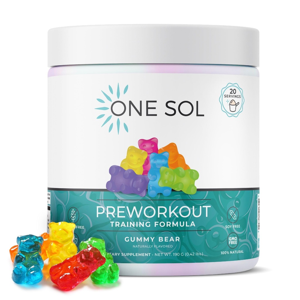 Kadınlar için Bir Sol Pre-Workout, Geliştirilmiş Pump & Focus, No Jitters Or Crash, Natural Materialss, 100% Vegan, Gluten Free & Soy Free, (Gummy Bear)