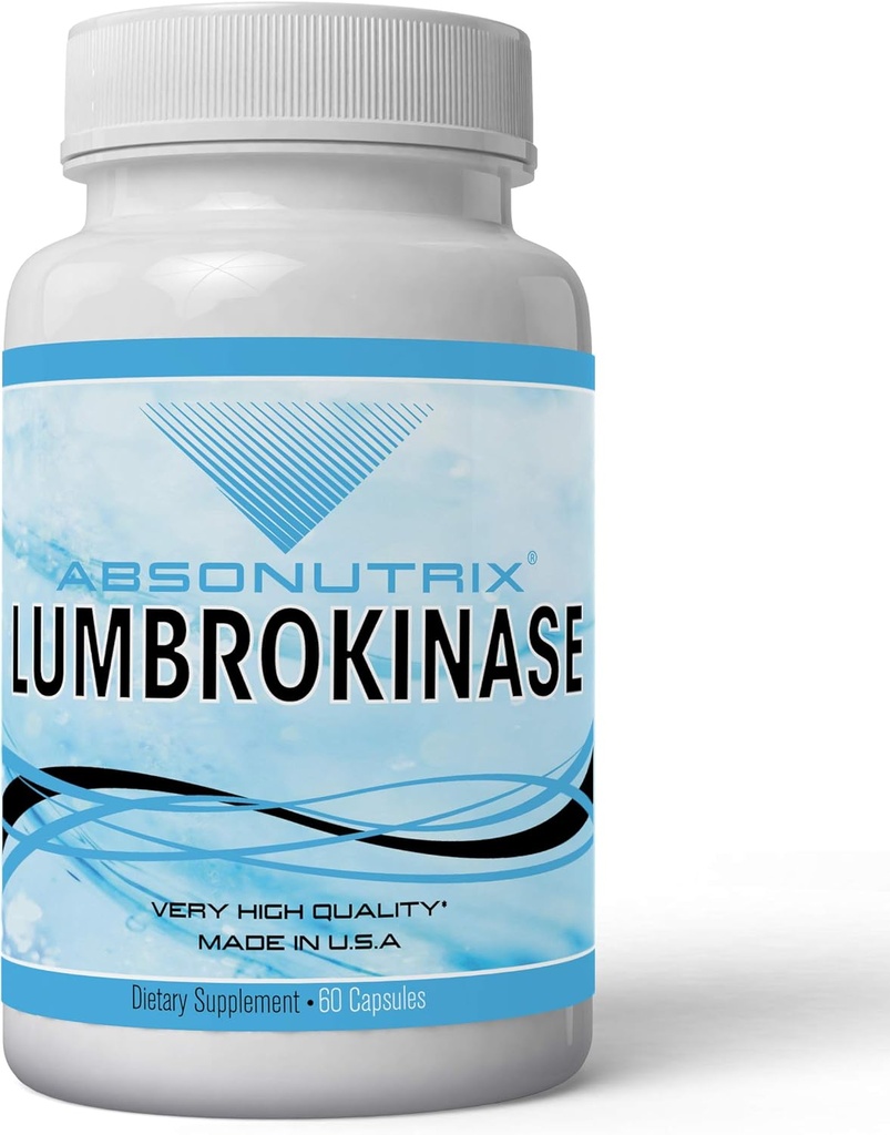 Absonutrix Lumbrokinase 40 mg 60 sebze kapsülleri, ABD'deki tüm doğal Made in USA