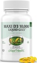 Maxi Health Vitamin D3 10000 İ Softgels Supplement - Pure VIT D3 foruba Aborpsiyon, Immune Health and Bone Support for Adult Women & Men - Vitamina D - Sıvı D3 10000 IU Softgels (90)