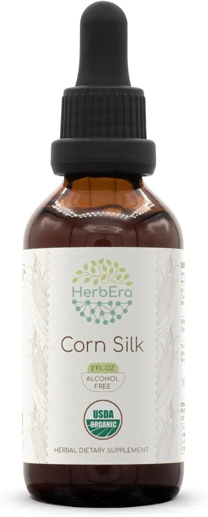 HerbEra Corn Silk B60 Alkol-Free Herbal Extract USDA Organic Tincture, Tempd Liquid Drops Natural Corn Silk (Zea Mays) (2 fl oz)