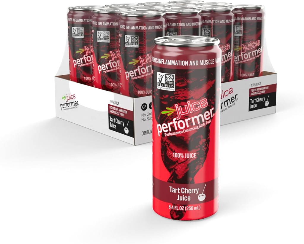 Juice Performer Tart Cherry Juice - Uyku Desteği ve Geliştirilen Kas Kurtarma için% 100 - Post Performance Recovery Drink - Superfood Athletic Yakıt 8.4 Fl.Oz. (12 Pk) Gluten Free