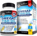 Triple Strength Omega 3 Fish Oil Supplement - 2250mg EPA DHA 3 Λιπαρά Οξέα από Φρέσκα Άγρια Παγωμένα Ψάρια, Furpless Lemon Flavor Formula Υποστηρίζει την υγεία των ματιών και πολλά άλλα, Χωρίς γλουτένη, 90 Softgels