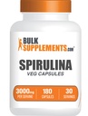 BulkSupplements.com Spirulina Capsules - Green Superfood Supplement, Spirulina Supplement - Vegan, hizmet başına 6 Capsules, 180 Kont (kırda 1)