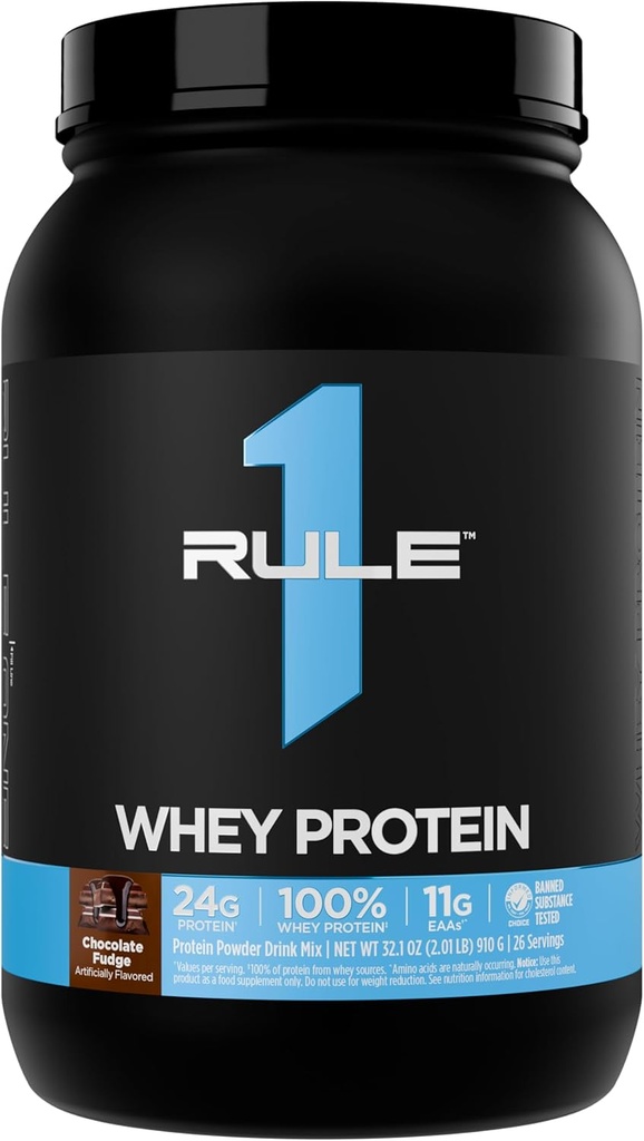 Kural 1 Whey proteini - All-Whey Kaynaklarından 24g Hızlı Örnekleme Proteinleri Doğal Occurring EAAs & BCAAs for Workout Recovery or Anytime Use (2 Pounds*, Fudge)