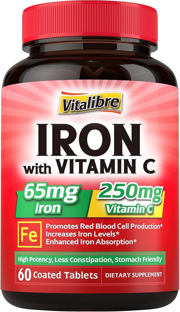 Demir Eksikliği ve Magnezyum Kompleksi için C vitamini ile Demir Supplement, Magnezyum Deficiency için 1'de 10.