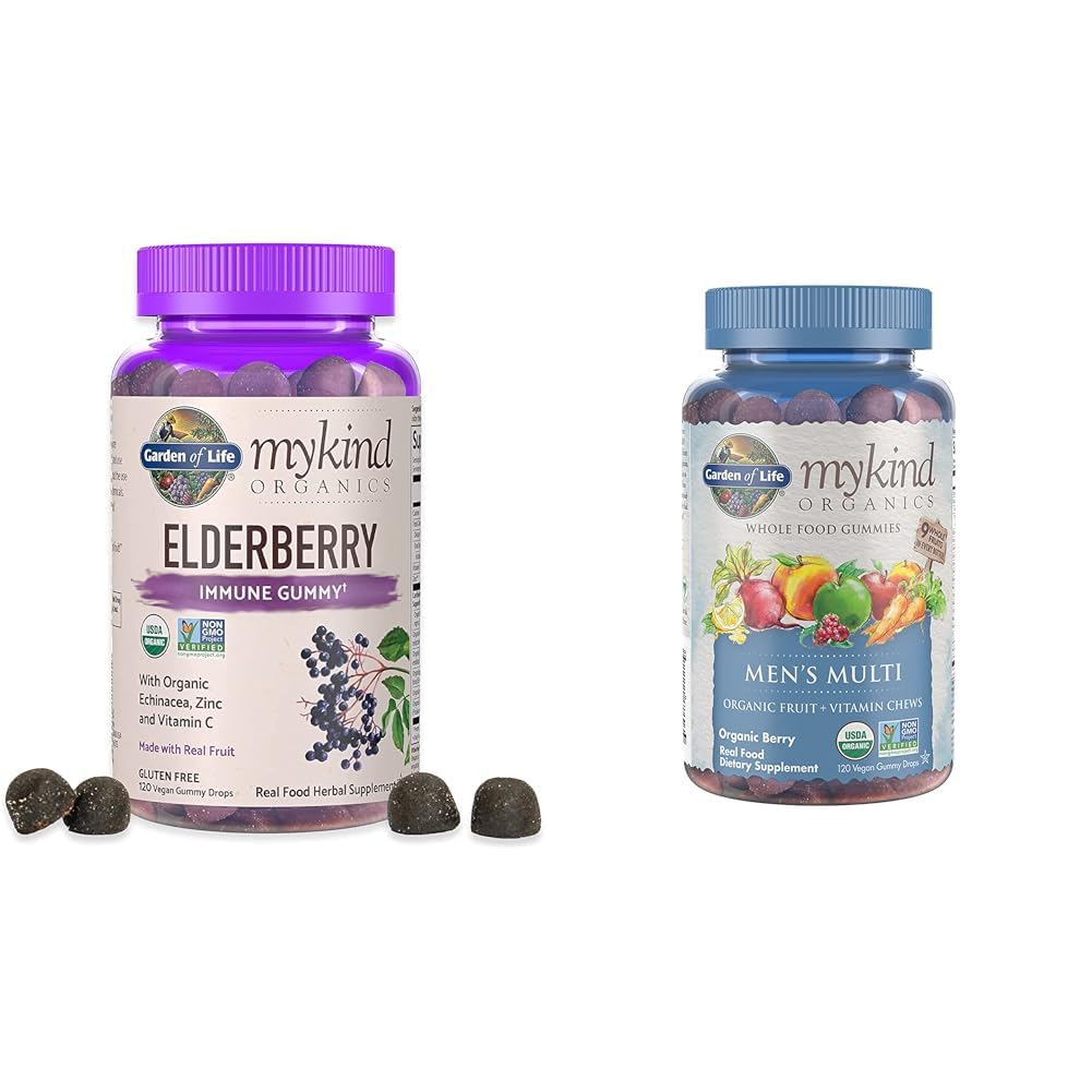 Life Organics Elderberry Gummies for Yetişkinler & Çocuklar - Immune Support Supplement with Organic Fruit & Organics Men's Gummy Vitamins Multi Berry, 120 Kont