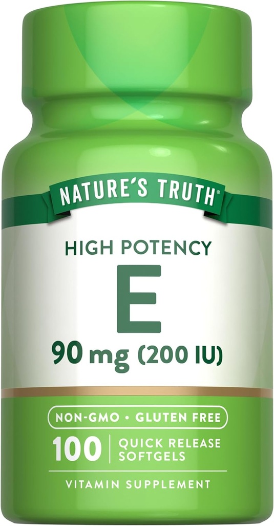Doğanın Gerçek Vitamini E Softgels | 200 IU | 100 Softgels | Non-GMO & Gluten Free Supplement