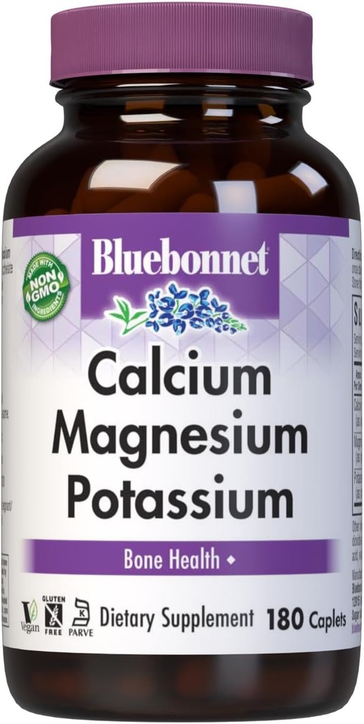 Bluebonnet, Kadınlar ve Erkekler için Alüminyum Potasyum Tamamı - Sağlıklı Kemikleri Destek - Kalsiyum 1000 mg Mineral Supplement Chelate Form - Non-GMO, Vegan, Gluten-Free - 180 Caplets