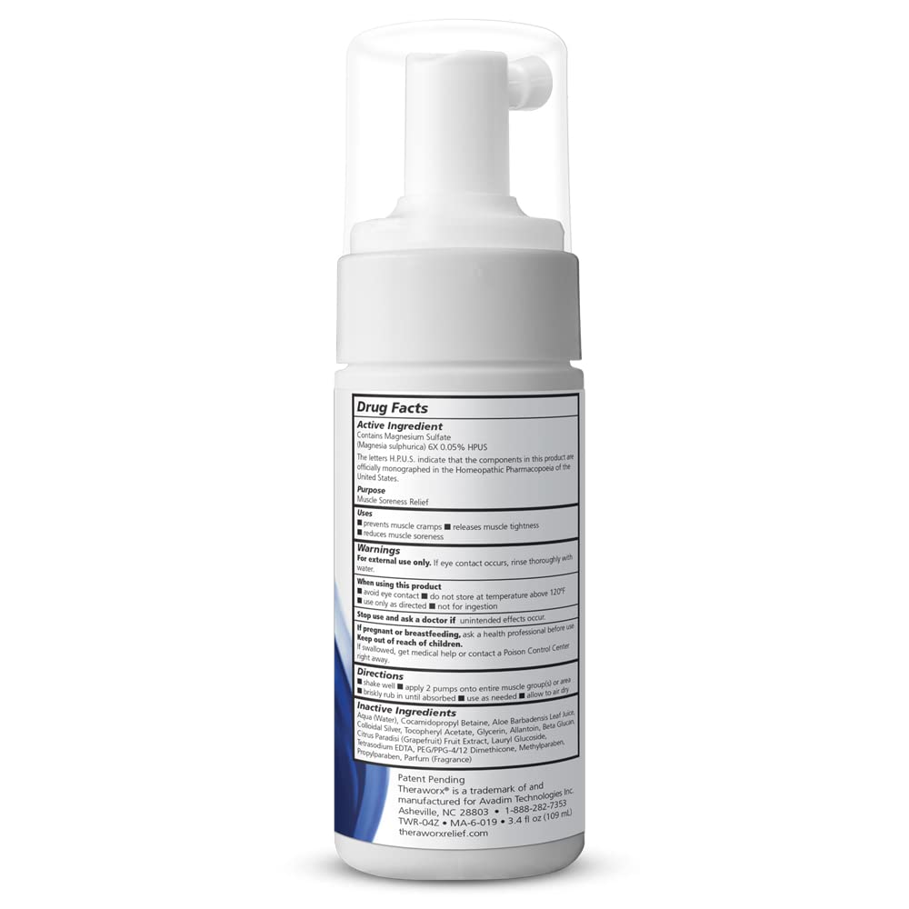 THERAWORX Relief Fast-Acting Foam for Leg & Foot Cramps and Muscle Soreness, 3.4oz Seyahat Boyutları