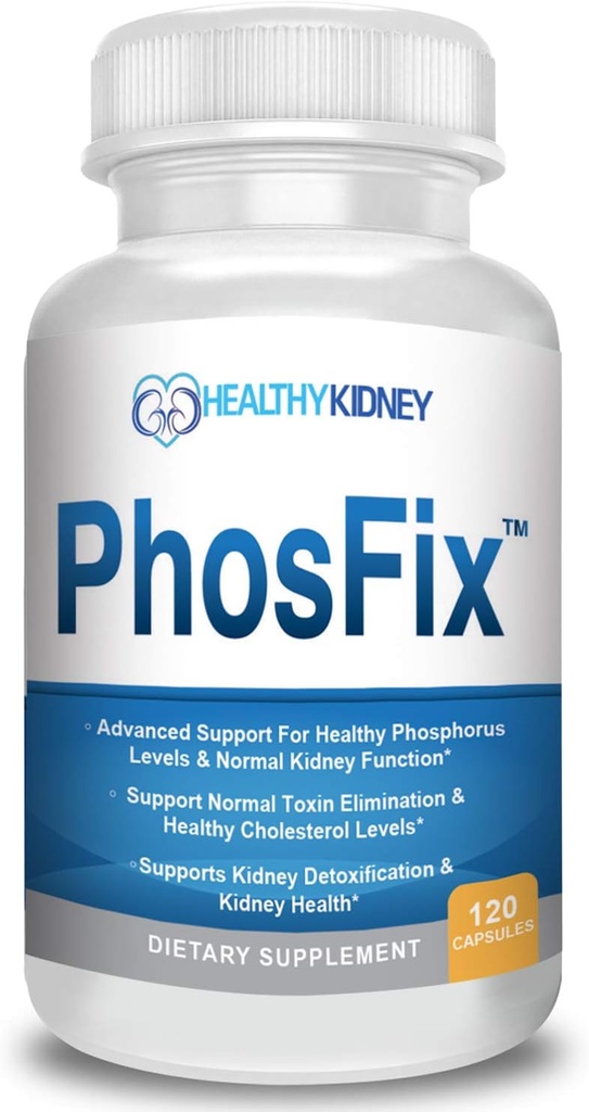 PhosFix 120 Pills Phosphorus Binder with Chitosan for Supporting Normal Phosphorus Levels Kidney-D Supplement D Sche
