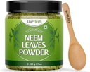 Pure Neem Toz Doğal Çözümü Pimple-Free Clear Skin & Silky Saç, Face Packs, Hair Care ve Pigmentation Support with Wooden Spoon - 200g | 7.04 Oz Oz