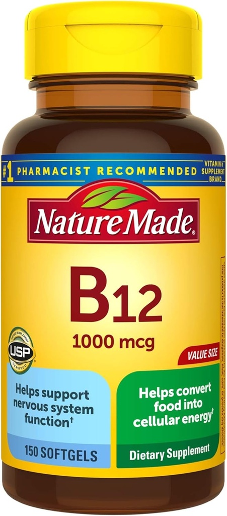 B12 1000 mcg Softgels, 150 Kont Değer Boyutu