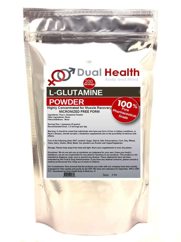 L-Glutamine (2 lbs) Pure Toz 5000 mg Ücretsiz Form Bulk Supplements, ABD'de Made, Immune Digestion GI Support Leaky Gut Health Muscle Energy Stamina Endurance Strength Strength