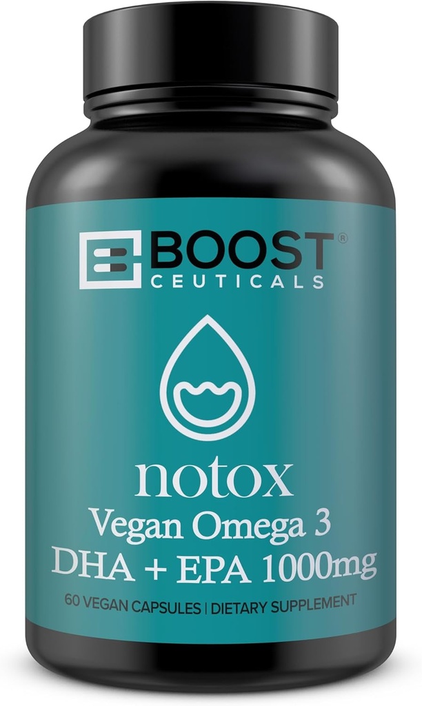 BoostCeuticals Vegan Omega 3 1000 mg Plant-Based Algae Omega No Stearates Non GMO Gluten Free | 60 Ct Supplement | Heart and Brain Health