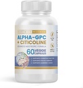 Alpha GPC + Citicoline 60 Ct, 1600 mg Yoğun Formula-% 99+ Yüksek Lisanslı & Bio kullanılabilir Nootropic-Cognitive Advancedr, Supports Memory, Brain Function, Boosts Focus, Mood & Energy