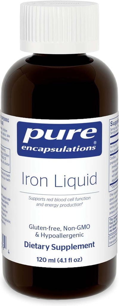 Pure Encapsulations Iron Liquid | Hipoallergenic Supplement Supports Hemoglobin ve Myoglobin Function | 4.1 fl. oz.