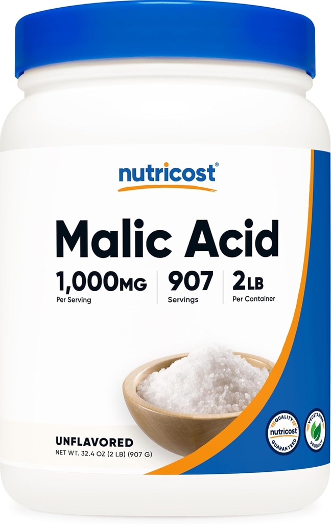 Nutricost Malic Acid Toz 2 LBS - Gluten Free, Non-GMO