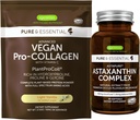 Vegan Vanilla Collagen Protein Toz + Astaxanthin Kompleksi Vegan Sche, Collagen Boosting Formula + Natural 4 mg H. Pluvialis Astaxanthin for Hair, Skin & Nails, by Igennus