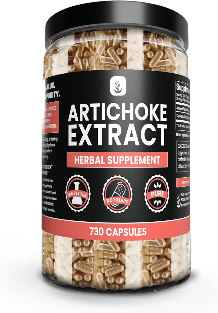 PURE ORIGINAL INGREDIENTS Artichoke Extract (730 κάψουλες) Όχι Μαγνήσιο ή Ρύζι Fillers, πάντα καθαρό, Εργαστήριο Επαληθευμένο