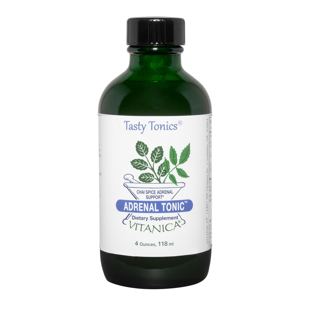 Vitanica Adrenal Tonic, Adrenal Supplement & Support, Alkol Free, Vegan/Vegetarian, Chai Spice Flavor, 4 Ounce