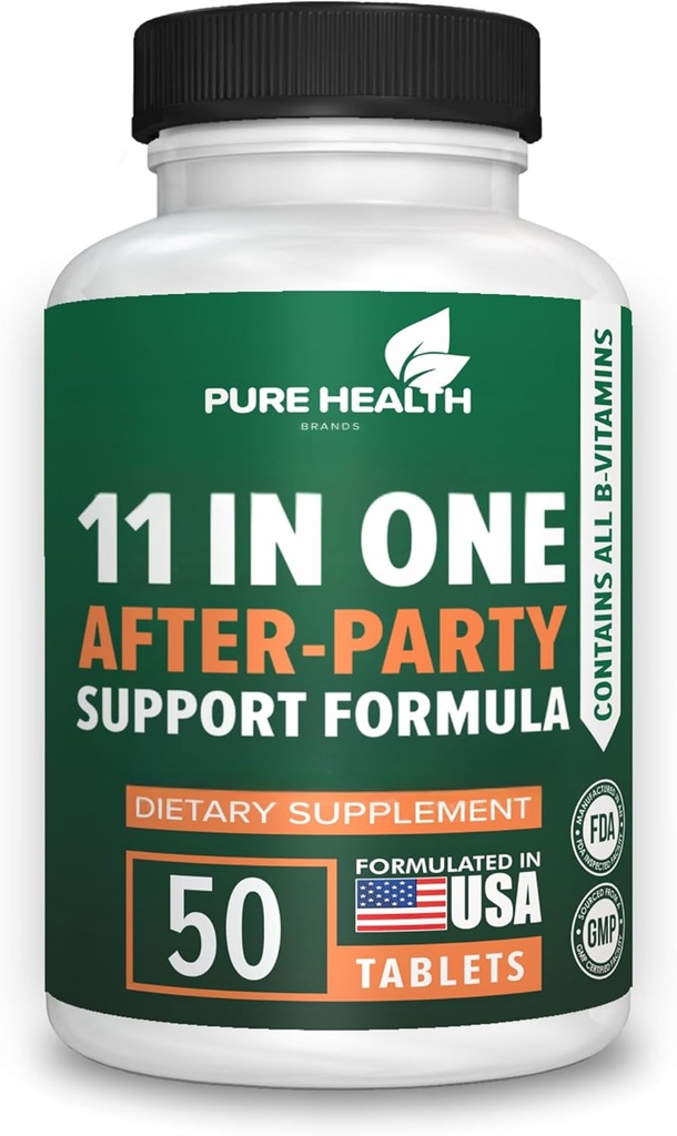 Gelişmiş 11-ONE Destek Vitamini İçmeden Sonra - Liver Desteği, Immune System, Fast Hydration - Before and After Liver Support Formulation - For Better Morning | 50 Tablets