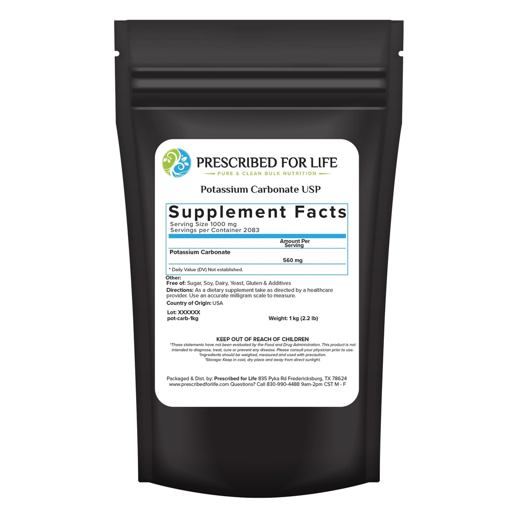 Life P properties Carbonate Toz, Natural USP Food Grade Potash for Plant, Soap, Supplements, & More, Pure Bulk P properties Toz (1kg / 2.2lb)
