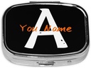 Özel Square Pill Box with Mirror Personalized Photo Text Logo Name Travel Small Pill Case 2 Karşılaştırmalı Özel Hareketli Metal Tıp Konteyner Vitamini Pocket Purse (Name)