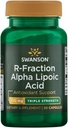 Swanson Triple Strength R-Fraction Alpha Lipoic Acid - Προάγει την Υγιεινή Πίεση του Αίματος & Παρέχει Βασικά Θρεπτικά Ουσίες - (30 Κάψουλες, 300mg Καθένα)