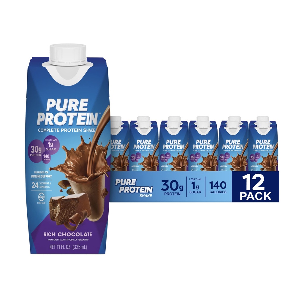Saf Protein Protein Shake, 30g Tamam protein, Immune Health, 11oz Şişeler, 12 Pack